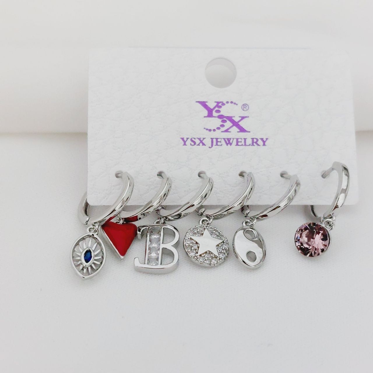 گوشواره کارتی 6 عددی کد10125برند محبوب ysxآبکاری طلارنگ ثابتضدحساسیت
