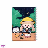 دفترچه یادداشت بامبیلیپ مدل چوبی طرح دختر و پیشی در شب پر ستاره  کد 2693171