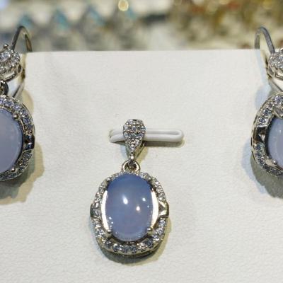 نیم ست زنانه عقیق یمنی کبود