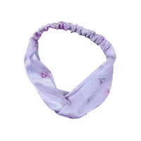 هدبند گره ای ساتن ابریشم طرح گل آبرنگی