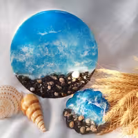 تابلو دریا رزینی.ساخته شده از چوب و رزین و صدف طبیعی