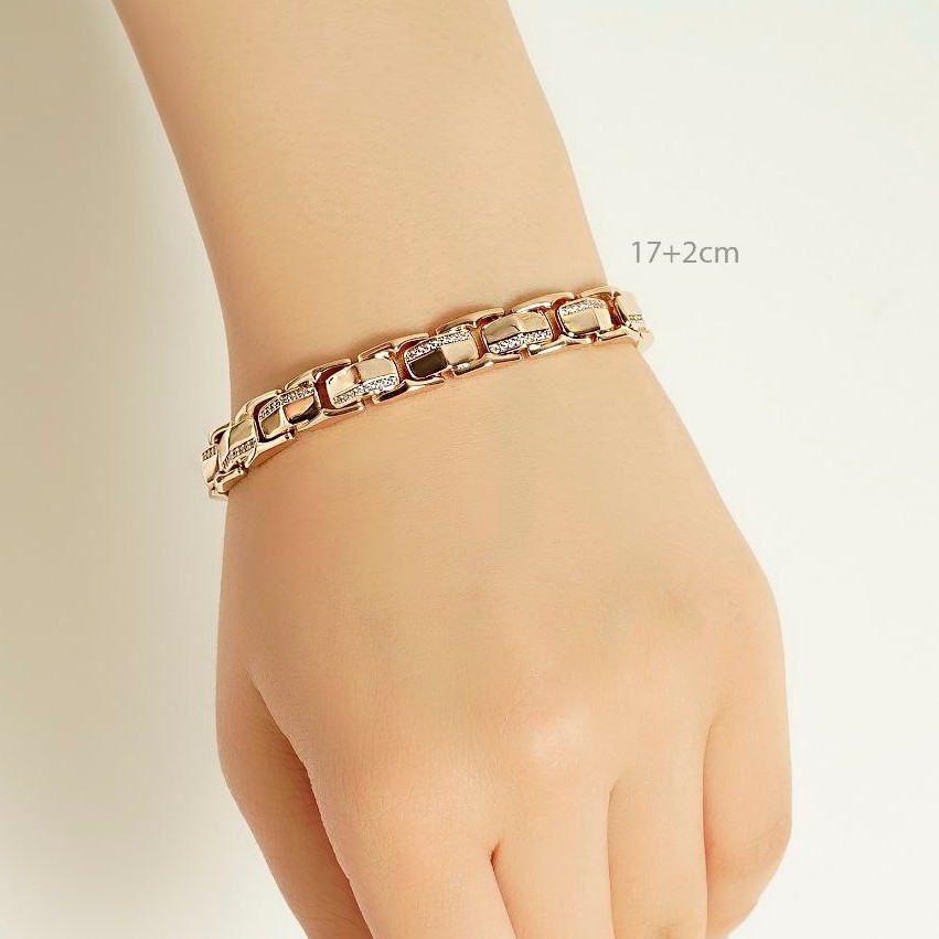 دستبند ژوپینگ نگین کاری شده مشابه طلا ضد حساسیت و رنگ ثابت