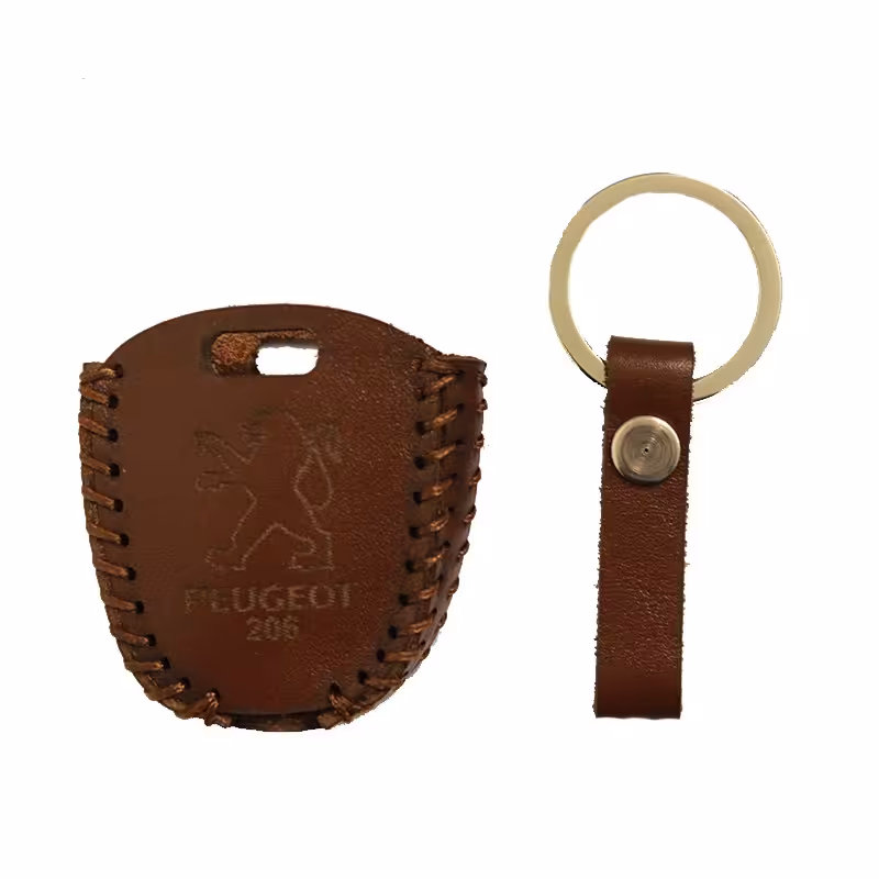 جا ریموتی و جا سوئیچی قهوه ای طرح پژو 206 - چرم طبیعی و دست دوز