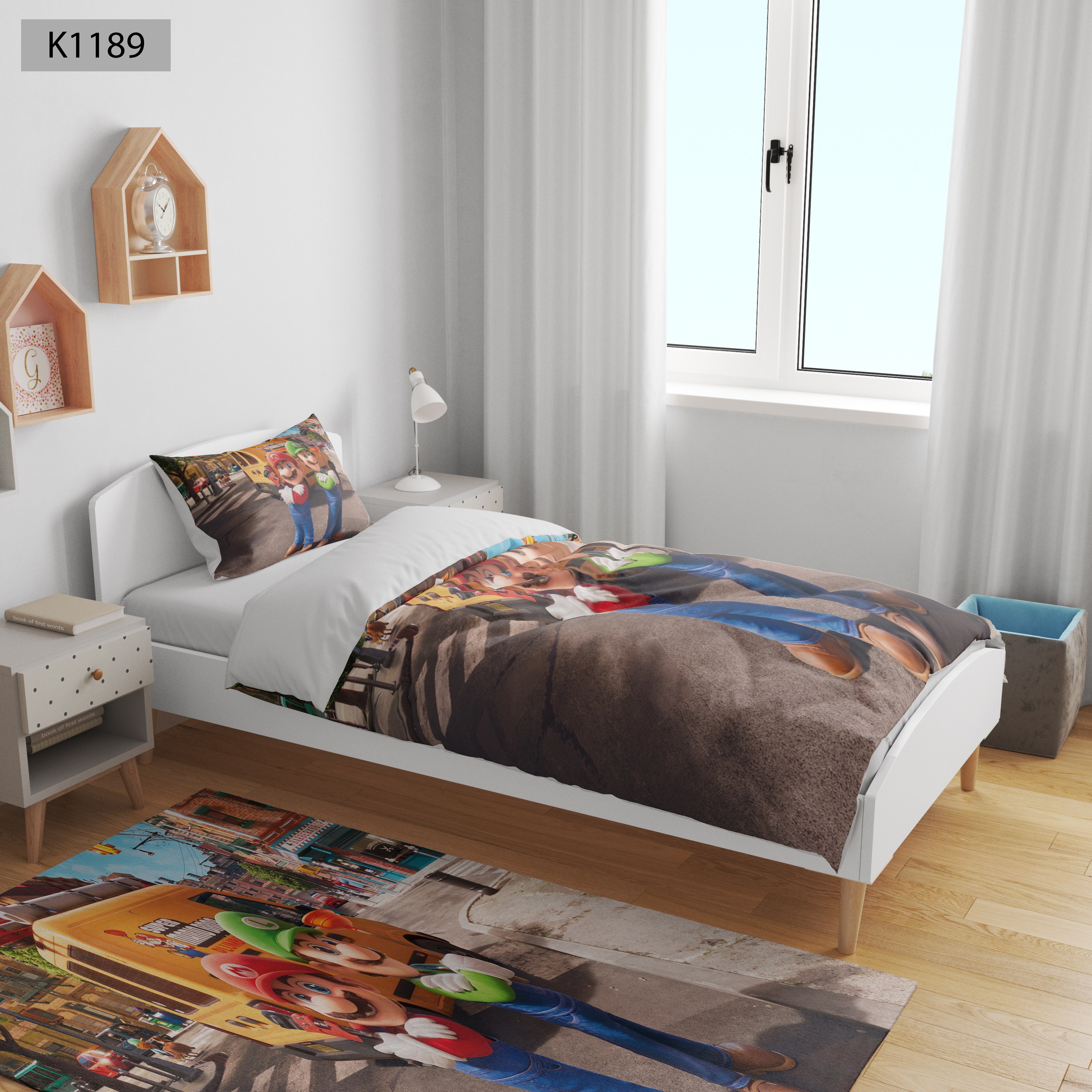 ست رو تختی چاپی 4 تیکه کالیفرنیا یک نفره   کد1189