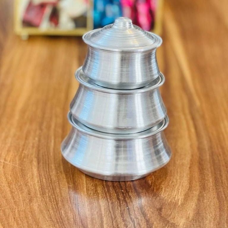 دیگچه روحی 3 تایی اسباب بازی سایز 7 و 8 و 9 سانت جنس آلومینیوم