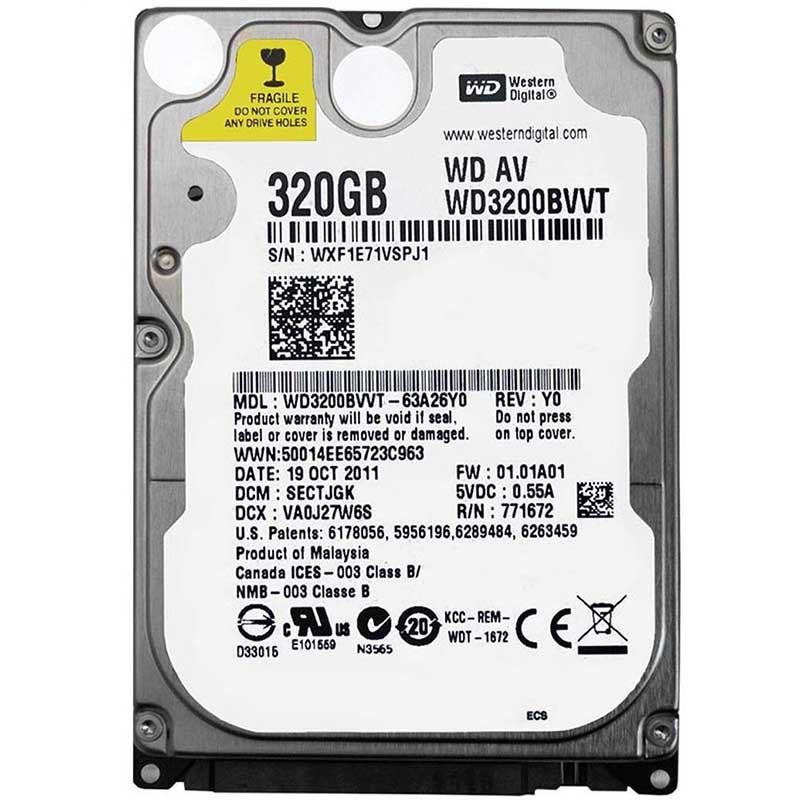 هارد لپ تاپ 320 گیگابایت وسترن دیجیتال مشکی WD3200BVVT Black