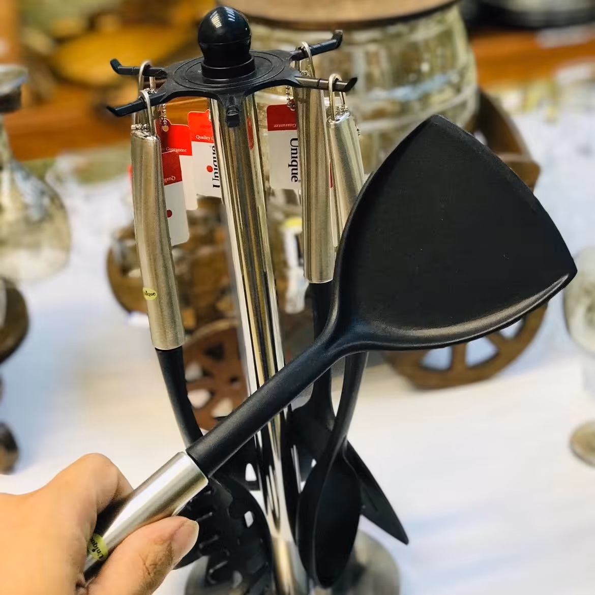 ست کفگیر و ملاقه دسته استیل نسوز یونیک 