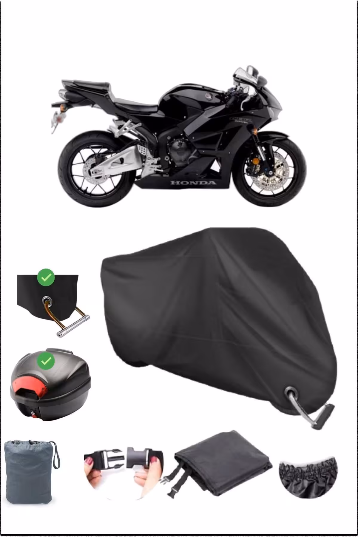 چادر موتورسیکلت مشکی HONDA CBR 600 RR قفل عقب سازگار با آب برقی موتور سیکلت Breen