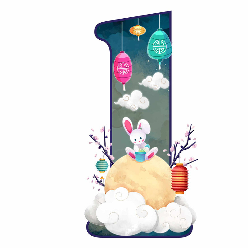 استند رومیزی تولد مدل عدد 1 طرح خرگوش کد 1094