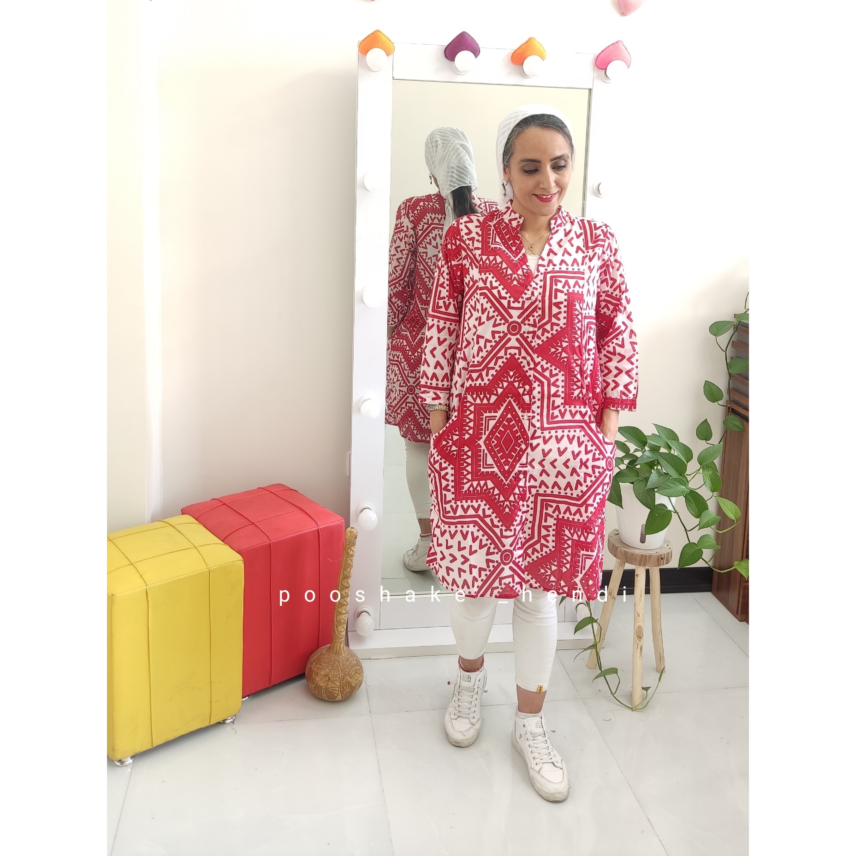 لباس نخی هندی ستاره هندوستان قواره دار قابل استفاده بجای تونیک و مانتو
