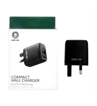 شارژر دیواری فست و PD دو پورت گرین لاین مدل GNC20WWCBK 20W