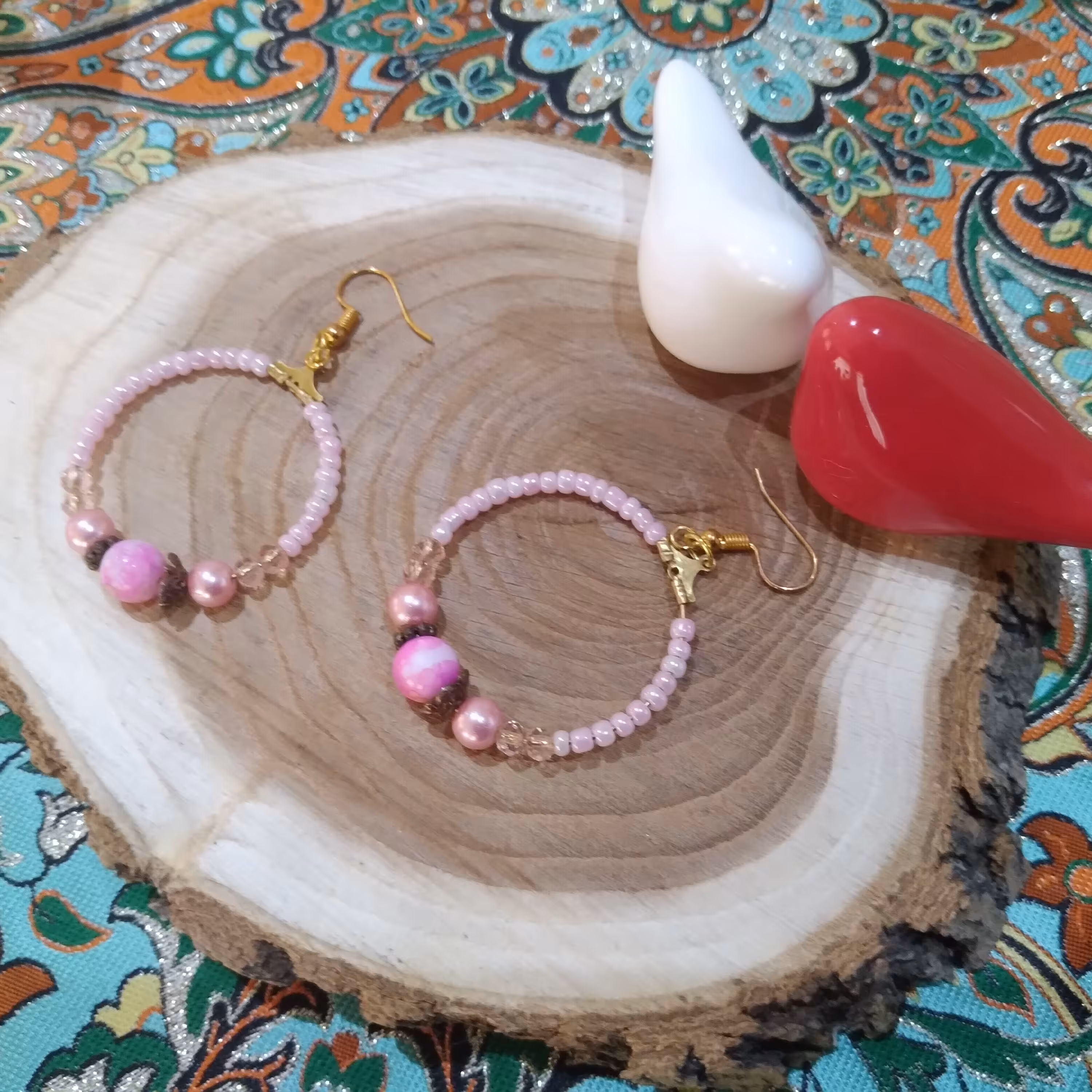 گوشواره صورتی 