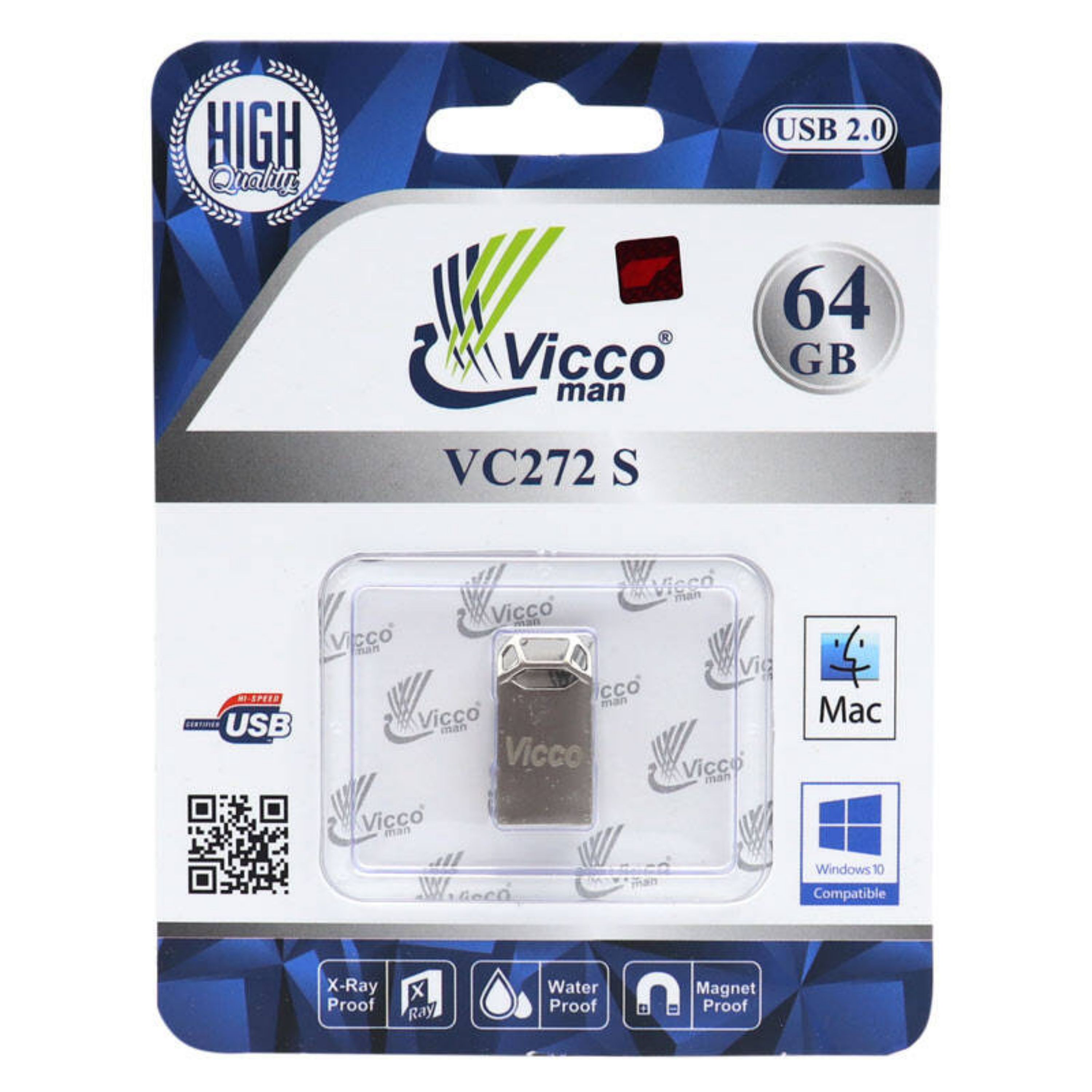 فلش 64GB Vicco Man VC272 با گارانتی مادام العمر