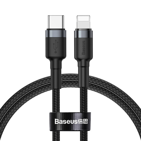 کابل TYPE_C به لایتنینگ باسئوس Baseus Cafule Cable Type-C to iP PD 18W 1m Gray Black