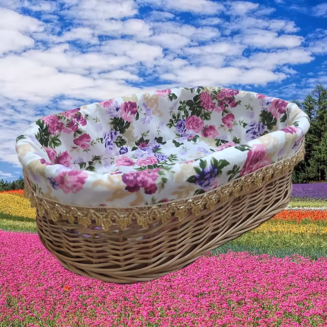 سبد  نان حصیری بیضی بزرگ باکاورخودرنگ تضمین کیفی صددرصد890gبابسته بندی 