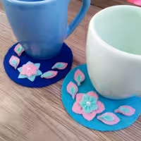 زیر لیوانی نمدی طرح گل قابل شستوشو