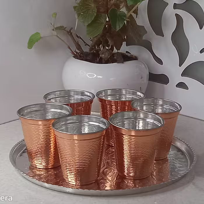 لیوان بی دسته، راسته ای چکشی متوسط نانو شده براق بدون تغییر رنگ تضمینی  زنجان