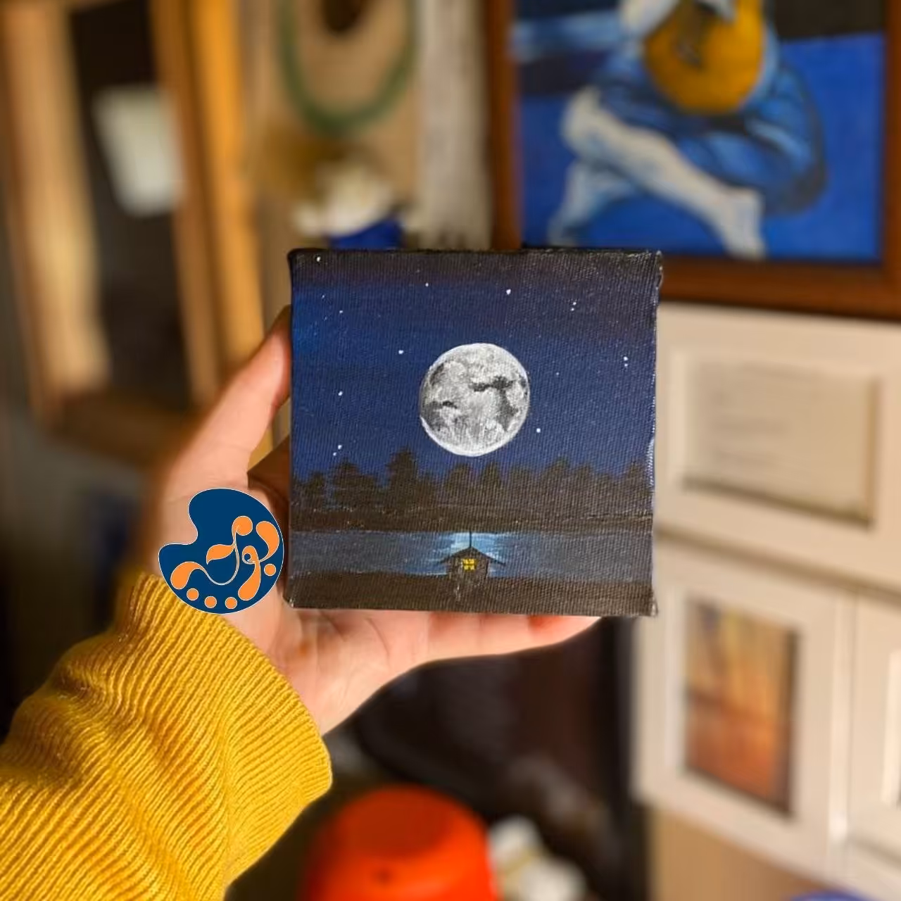 تابلو نقاشی آرامش به روایت تصویر رنگ اکریلیک ، کد HNat013(ابعاد 10 در 10 ) بومچه