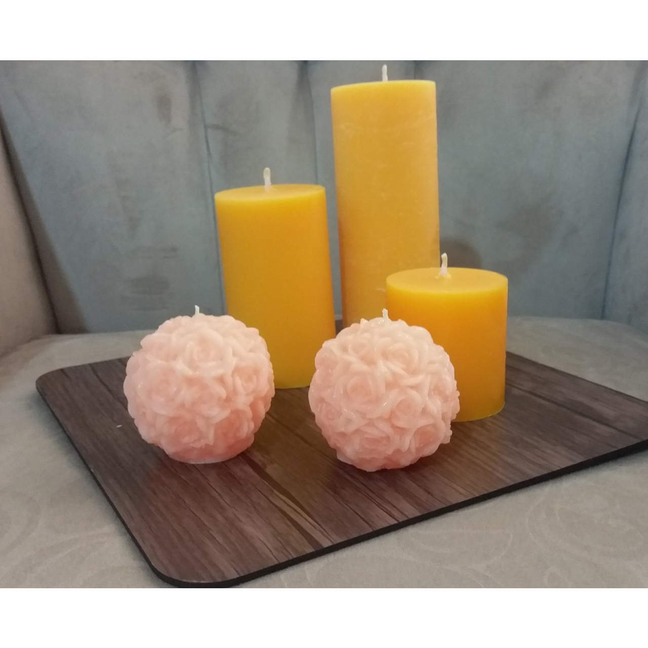 ست شمع 5 تیکه استوانه پرتقالی