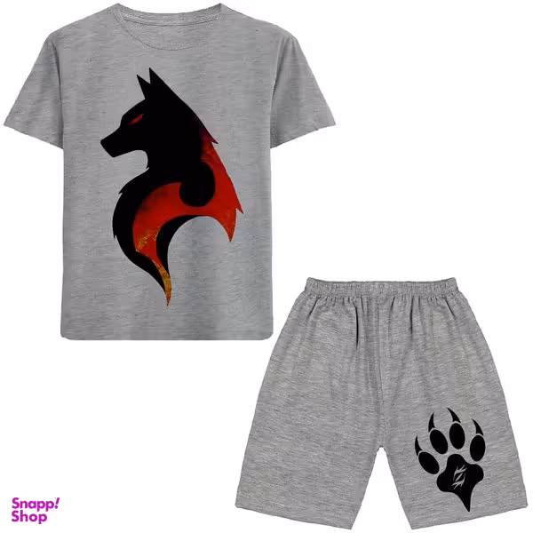 ست تیشرت و شلوارک پسرانه مدل گرگ کد N78