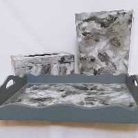 ست جادستمالی و سطل و جا قاشقی و سینی