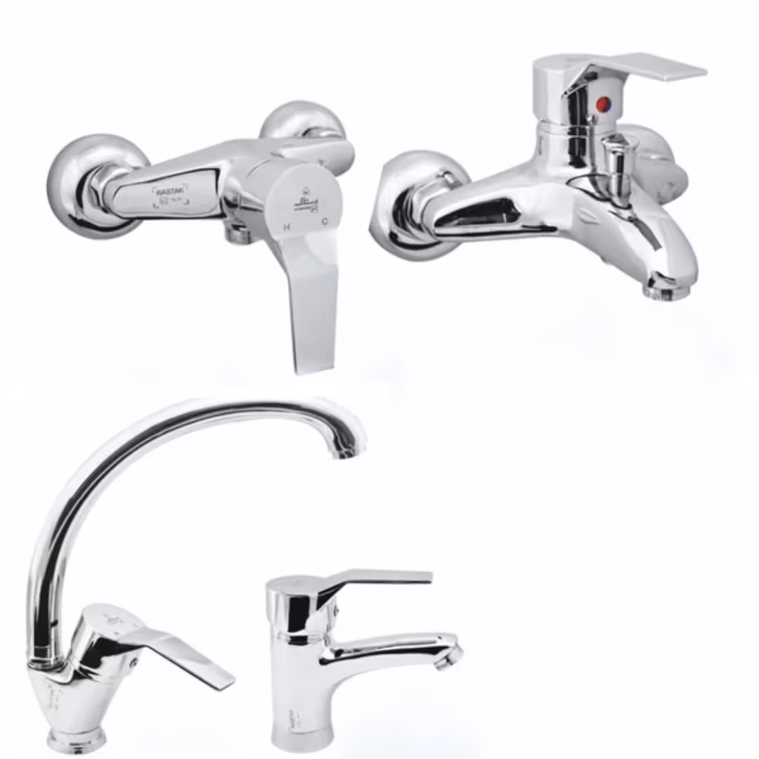 ست کامل 4 تیکه شیرآلات رستاک مدل بیتا کروم(ارسال رایگان)