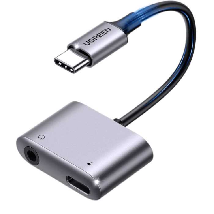 تبدیل USB-C Male به جک 3.5 میلی‌متری و USB-C Female یوگرین مدل CM231 کد 60164