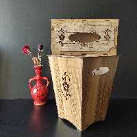 جعبه دستمال و سطل رنگ زیتونی