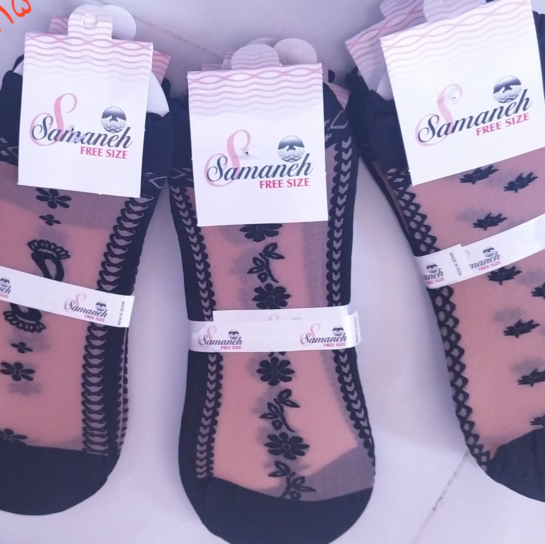 جوراب قایقی سمانه طرح دار 