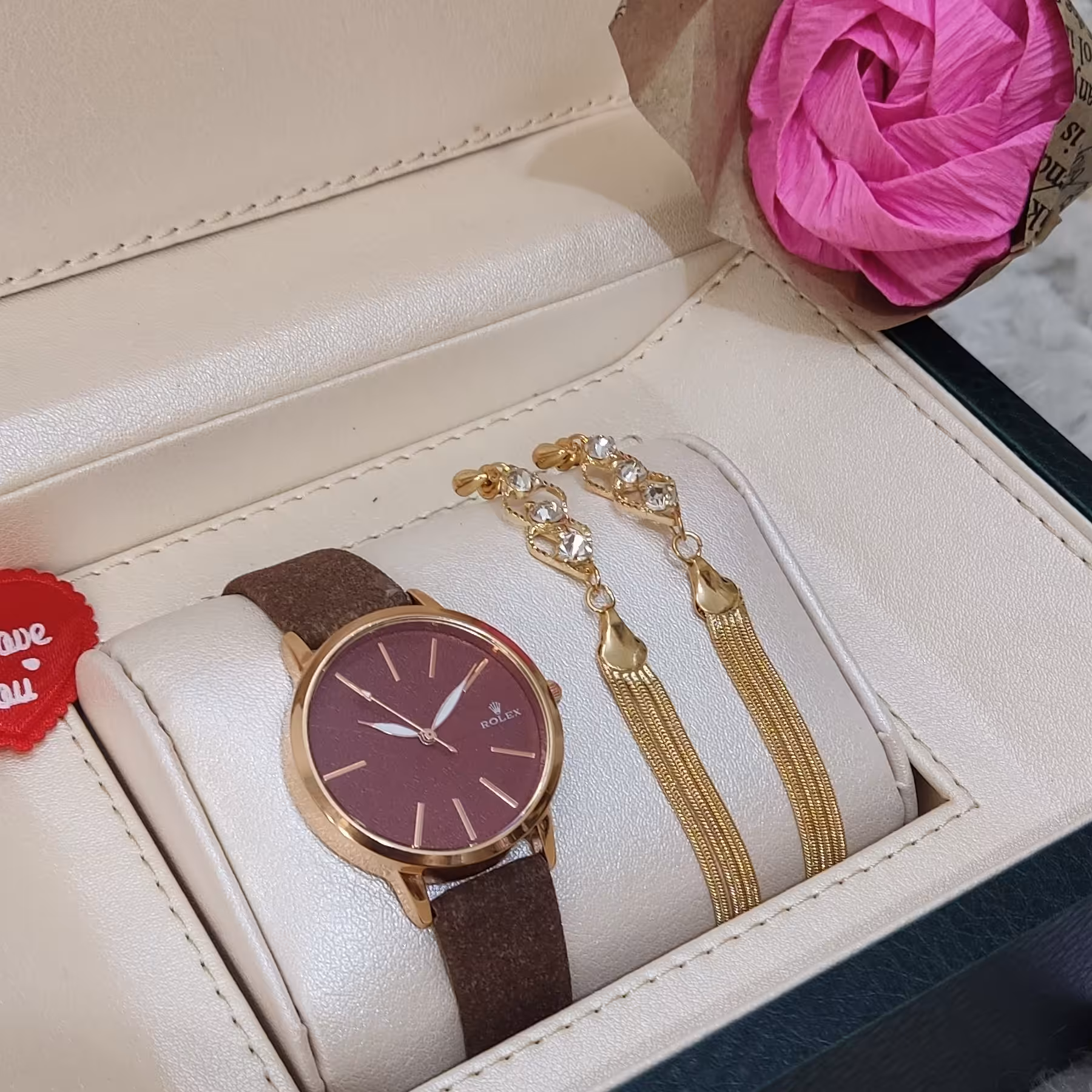 ست ساعت زنانه رولکس و گوشواره