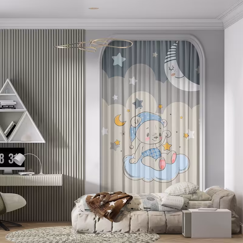 پرده پانچی کودک سایز 140 در 280 جنس هازان کد 008