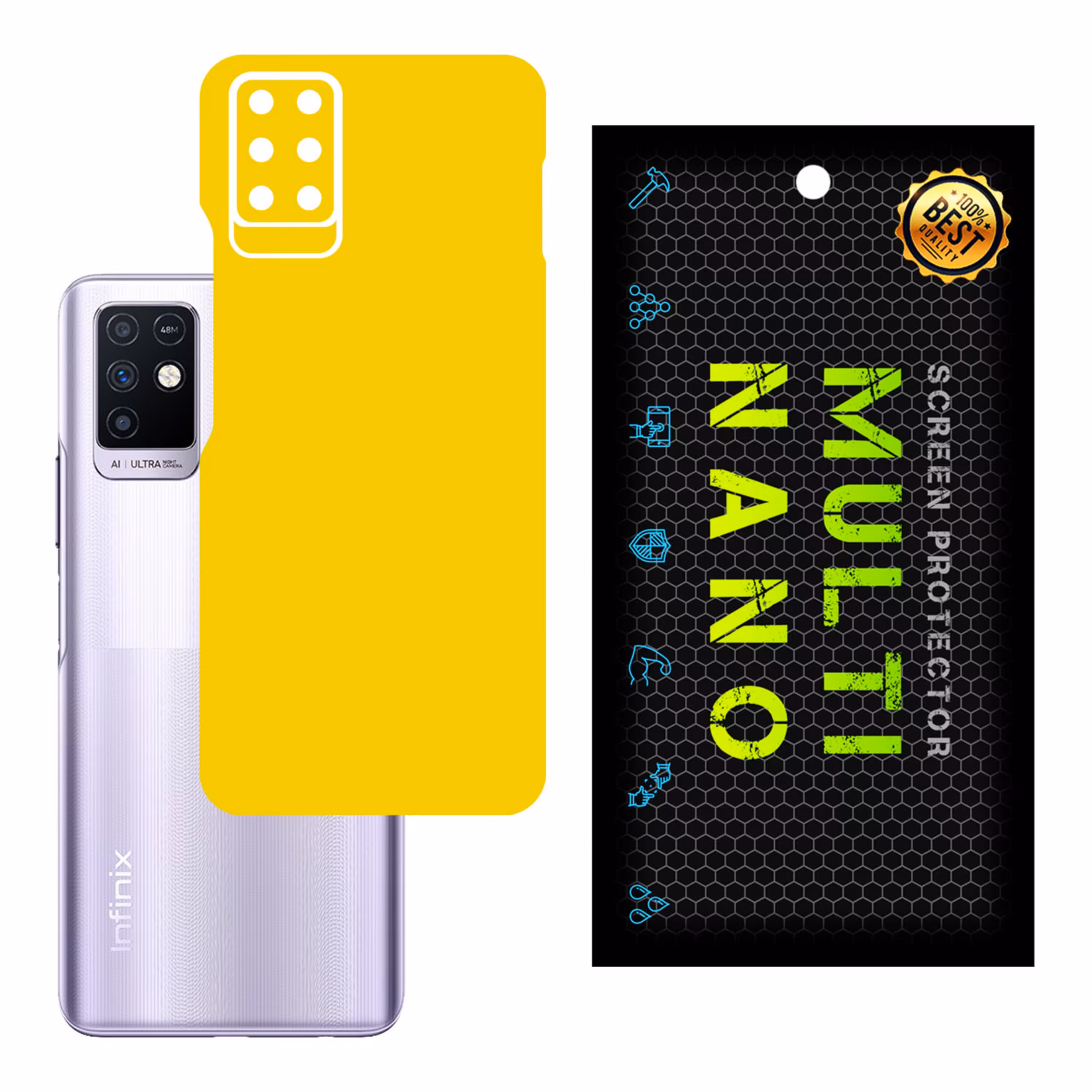 برچسب پوششی MultiNano مدل X-F1M-Yellow برای پشت موبایل اینفینکس Note 10