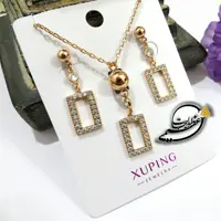نیم ست برند Xuping از جنس مس و روکش طلای بسیار با کیفیت طرح خاص مجلسی نگین کاری شده کاملا مشابه طلا