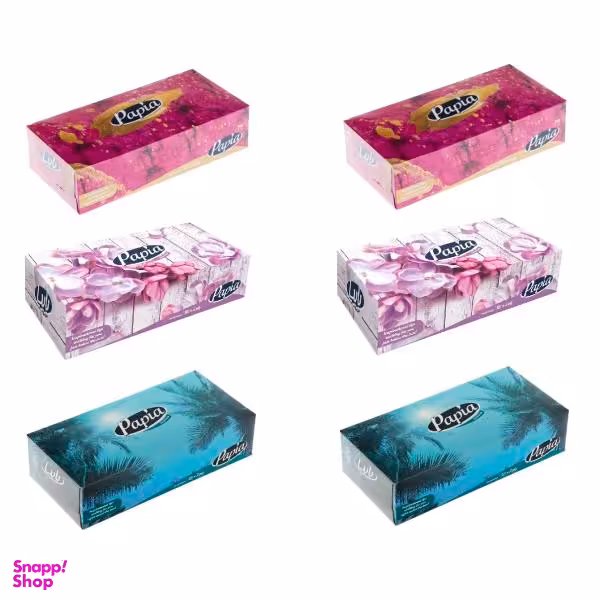 دستمال کاغذی 100 برگ پاپیا مدل گلرخ مجموعه 6 عددی