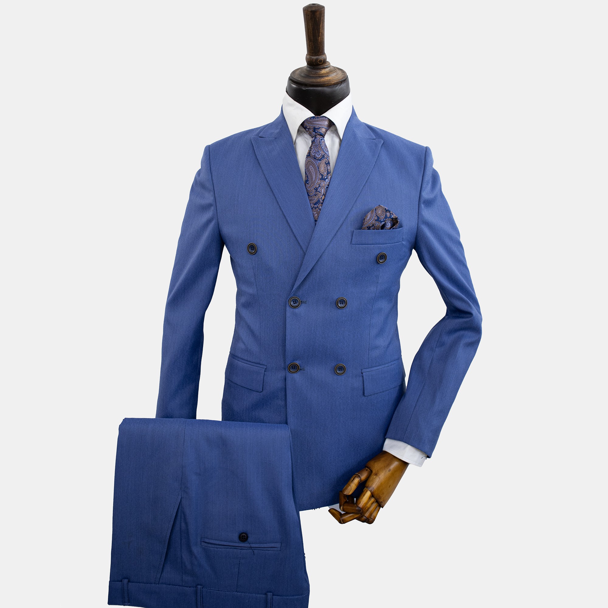 کت و شلوار مردانه آبی شش دکمه جناقی ترک با ارسال رایگان
