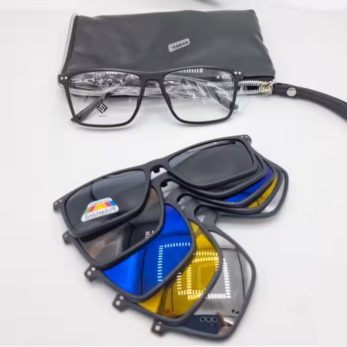 عینک طبی با 5 کاور آفتابی کد398