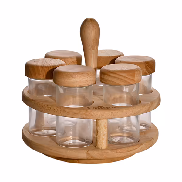 ست جا ادویه گردان درب چوبی یونیک کد 6119