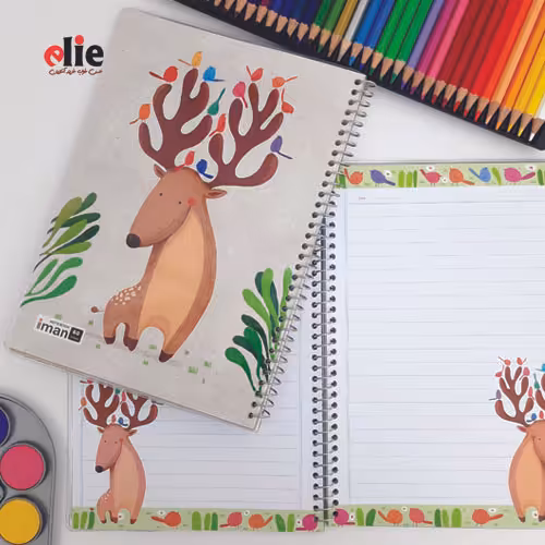 دفتر 60 برگ حاشیه دار ایمان طرح گوزن