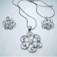 نیم ست نقره جواهر  تایلندی آبکاری رودیوم 