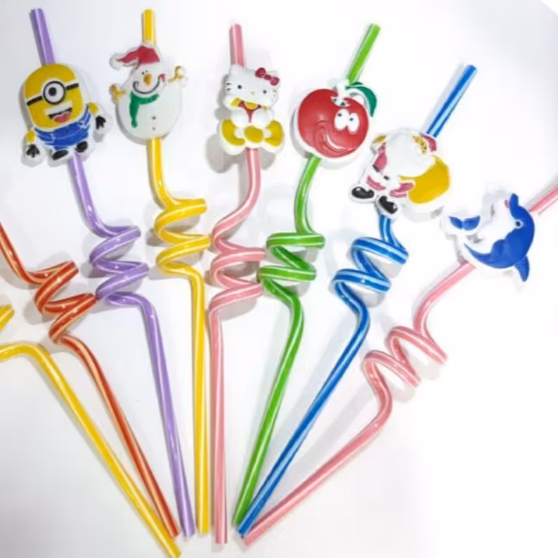 یک عدد نی استیکردار سیلیکونی طرح جذاب حیوانات