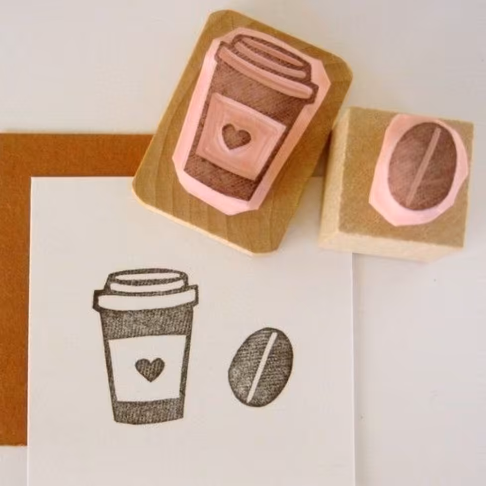 مهر دستساز کافی نوشیدنی و قهوه مناسب زیبا کردن کاغذکادو و بسته بندی کافه ها ساخت کارت برای نوشیدنی