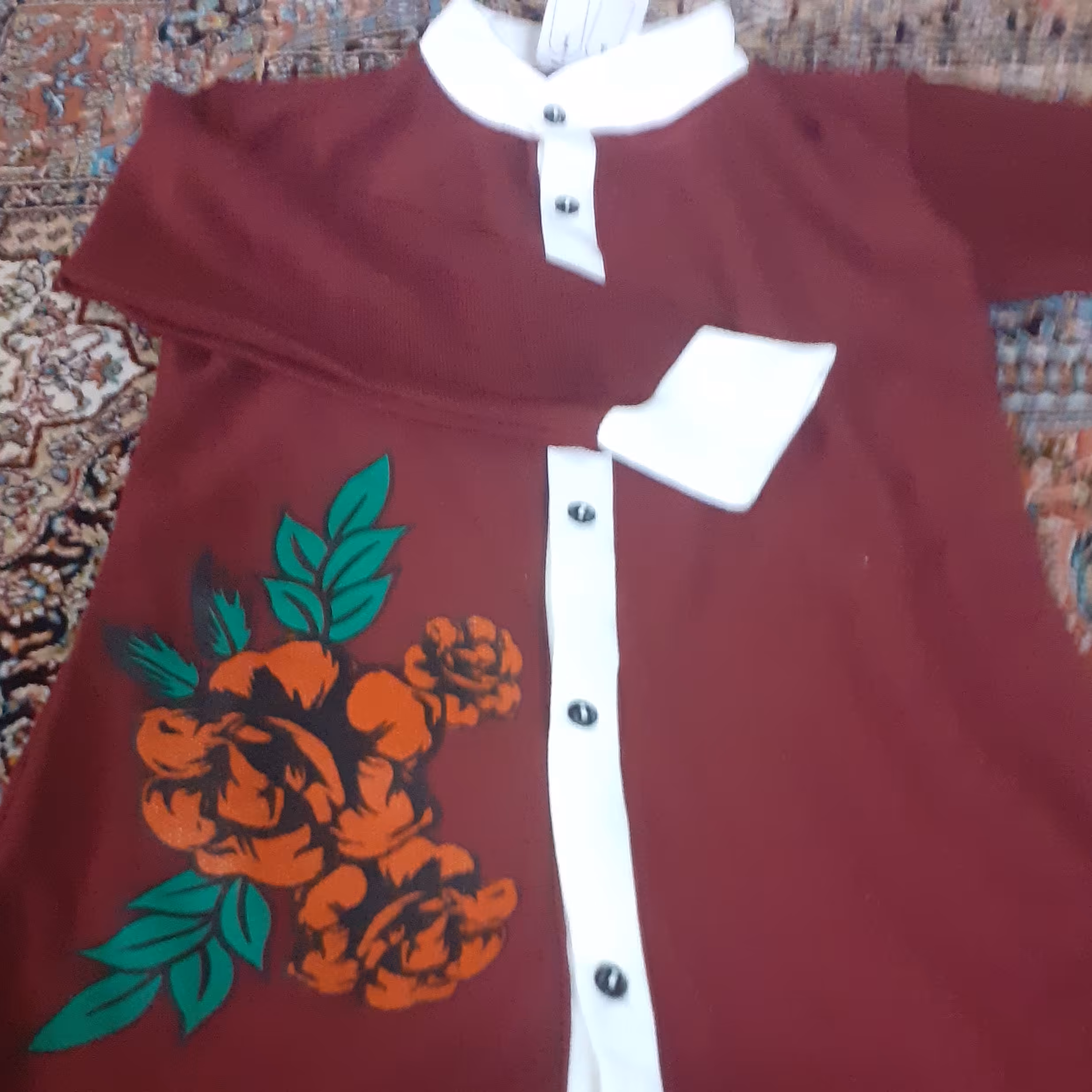 مانتو جلو دکمه با چاپ طرح گل