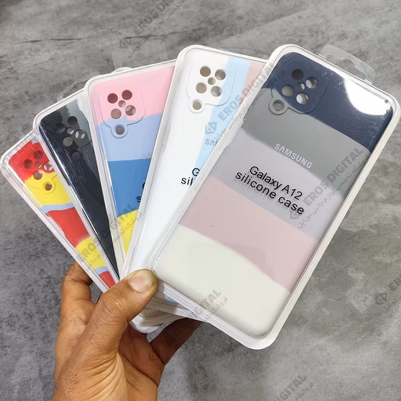 قاب سیلیکونی A12 رنگین کمانی زیر بسته محافظ لنز دار (اصل) - کد 4