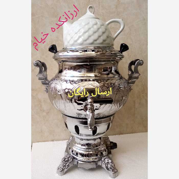 سماور گازی برنجی 6 لیتری مدل عدسی (ارسال رایگان) 