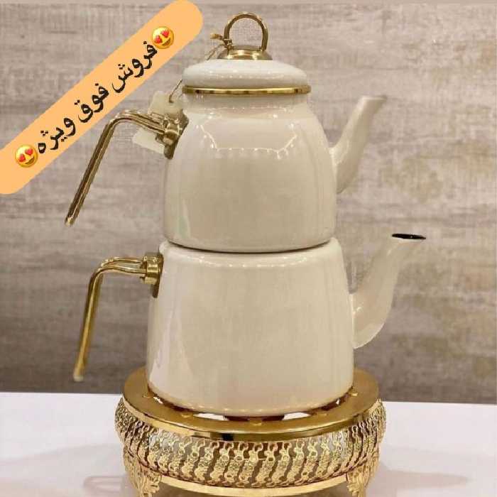 کتری و قوری لعابی پاچی کرم