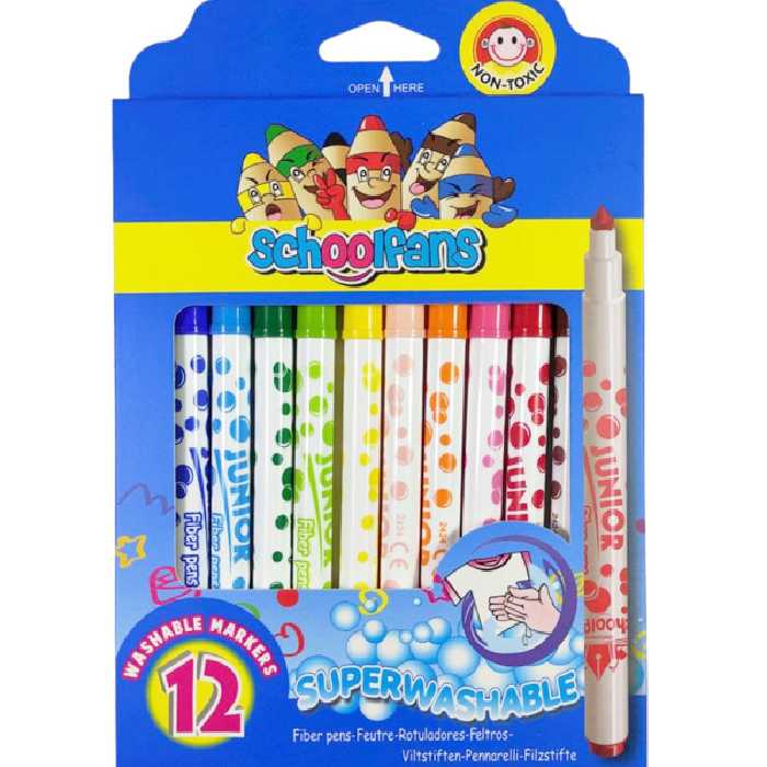 ماژیک رنگ آمیزی 12 رنگ اسکول فنس مدل WASHABLE MARKER