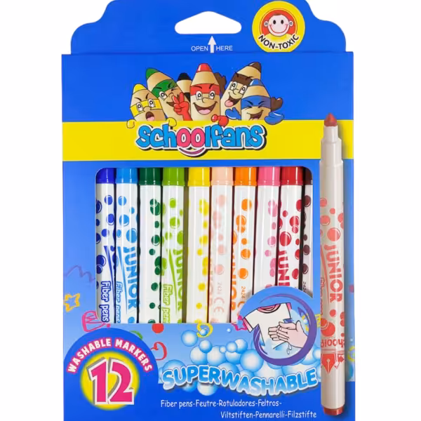 ماژیک رنگ آمیزی 12 رنگ اسکول فنس مدل WASHABLE MARKER