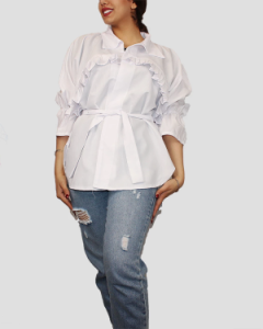 مانتو کوتاه مدل یقه چین دار فری سایز داکرون