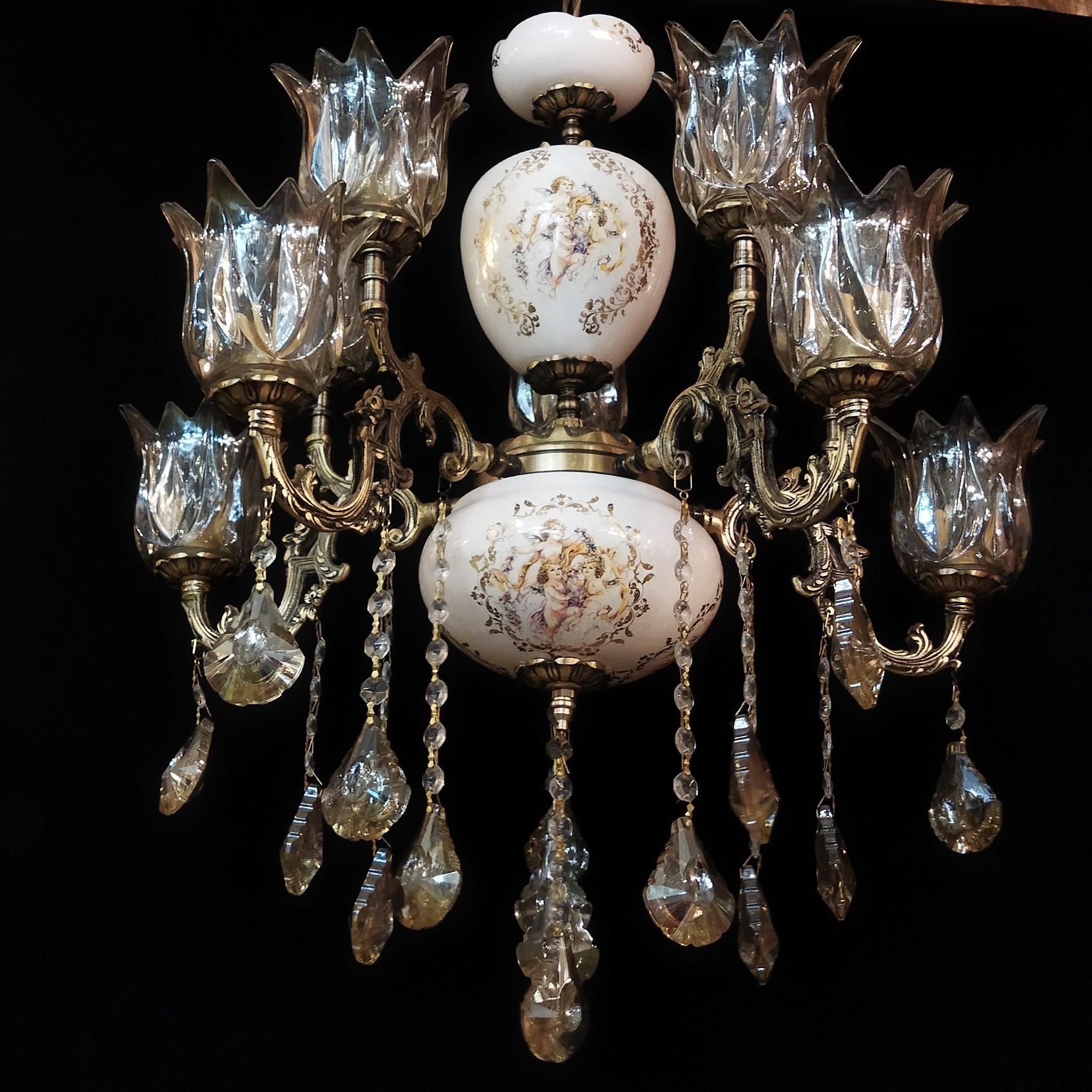 لوستر برنزی 10 شلعه وسط تنه سرامیک