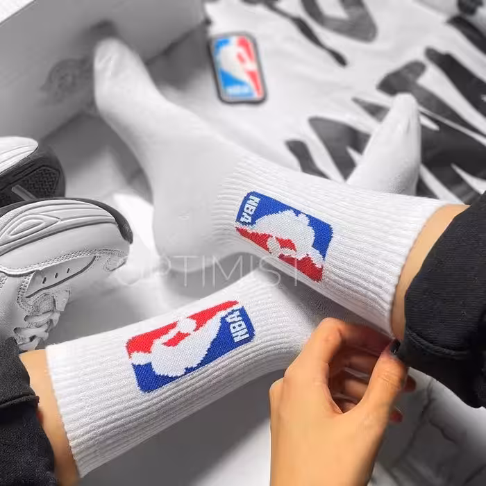 جوراب NBA ساقدار زمینه سفید اسپرت نخ پنبه